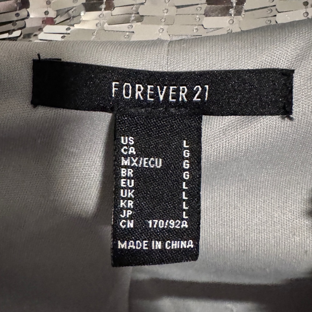 Forever 21 Silver Sequin Blazer- Size Large - Picture 2 of 3